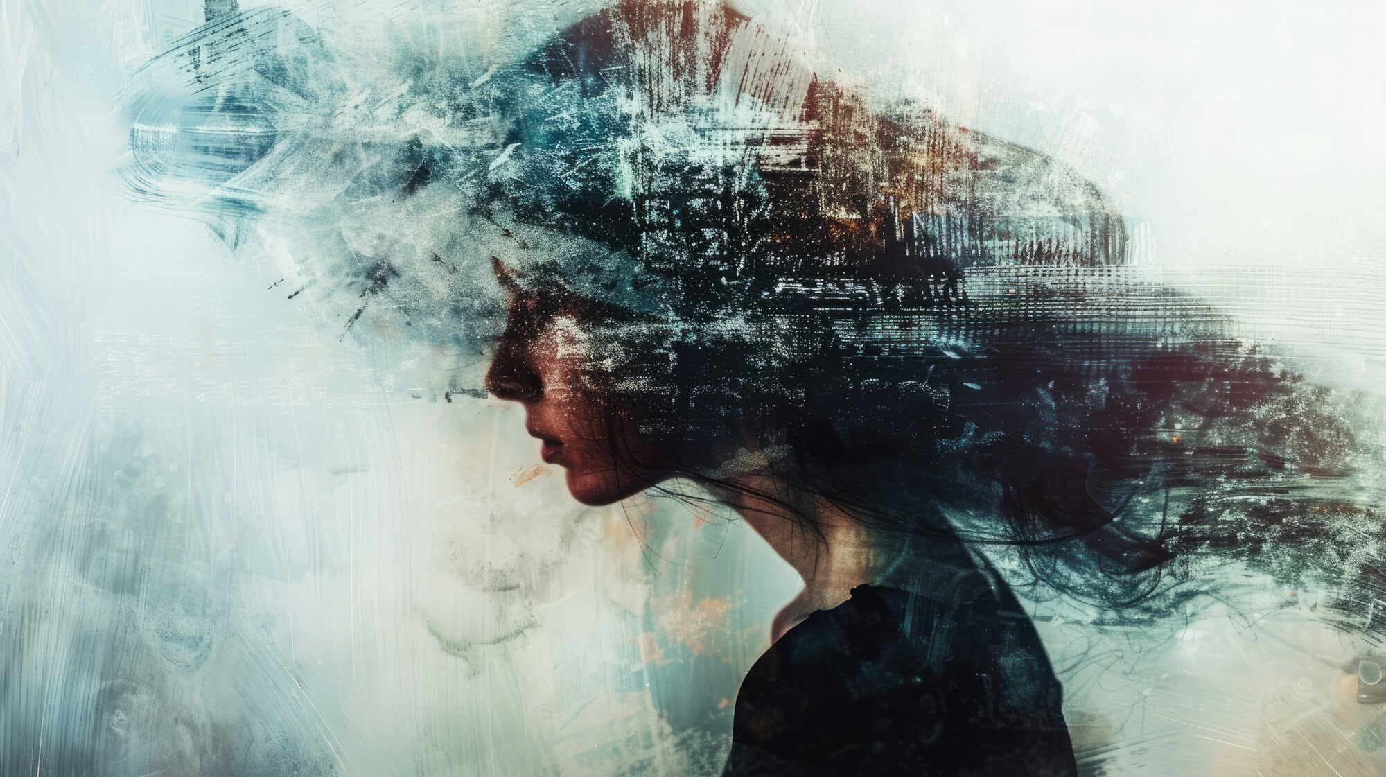 Anxiety and negative thinking. Woman shaking head in pessimism