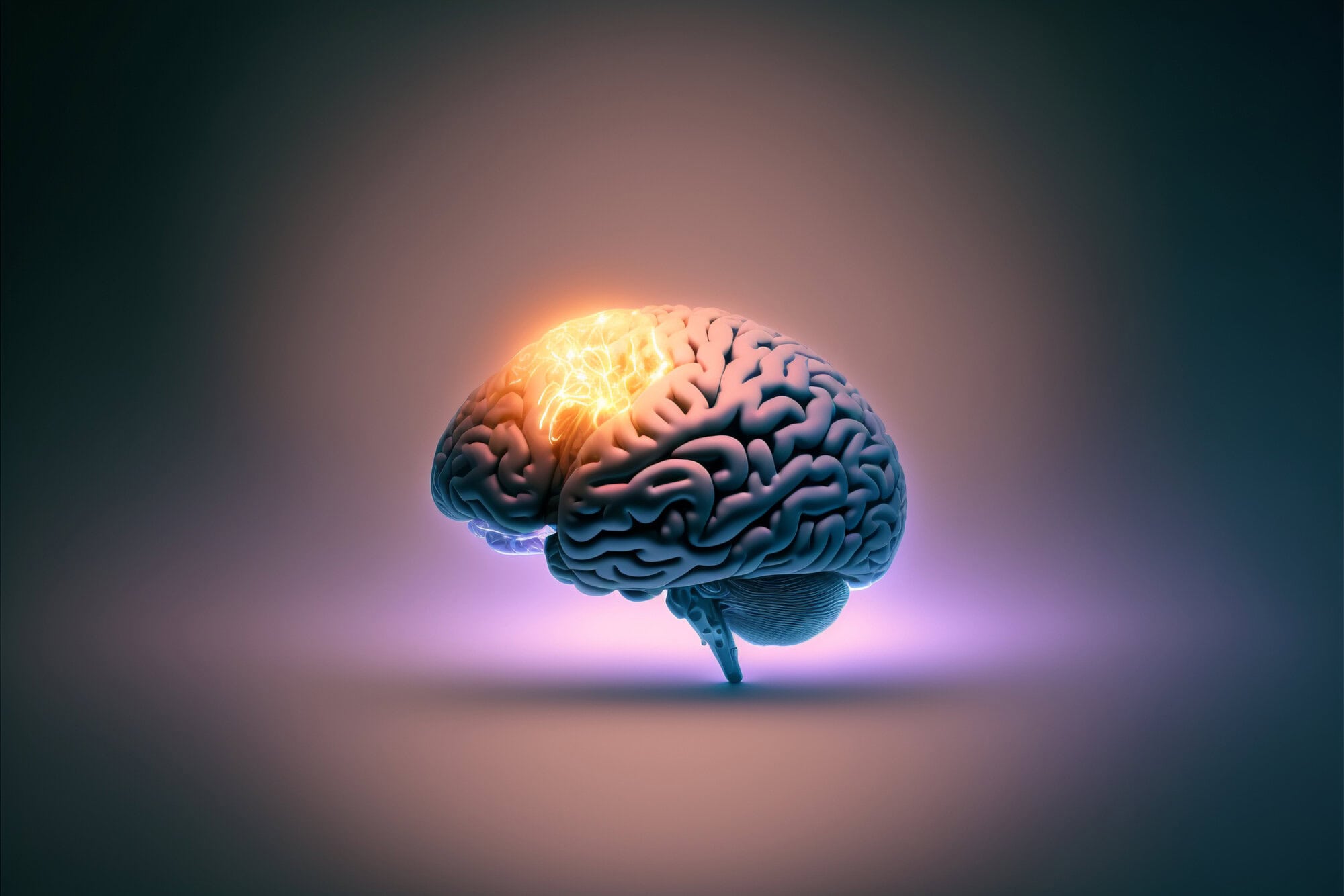 A brain with an area lit up. Scientific research for EFT Tapping