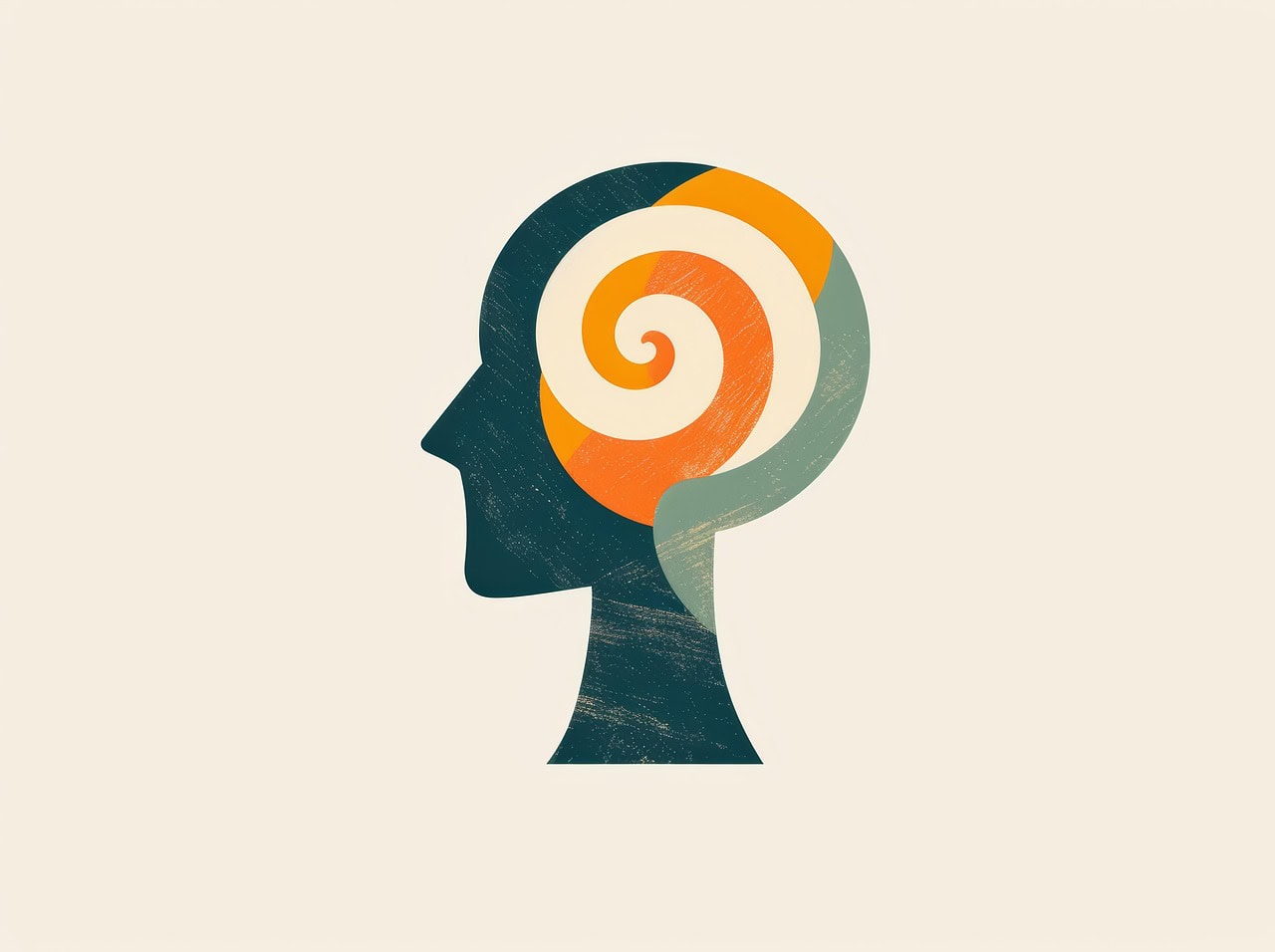 AI generated head with question mark like spiral representing the qurestion, anxiety vs. anxiety disorders: what’s the difference?